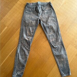 Vintage True Religion Women's Gray Bleached Design Skinny Jeans